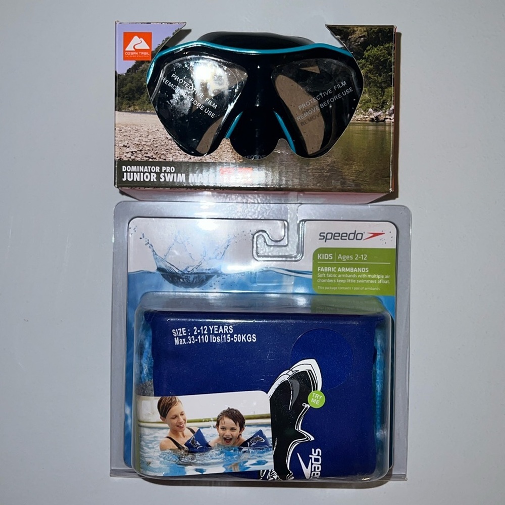 Kids swim bundle dominator pro mask & fabric armbands floaties